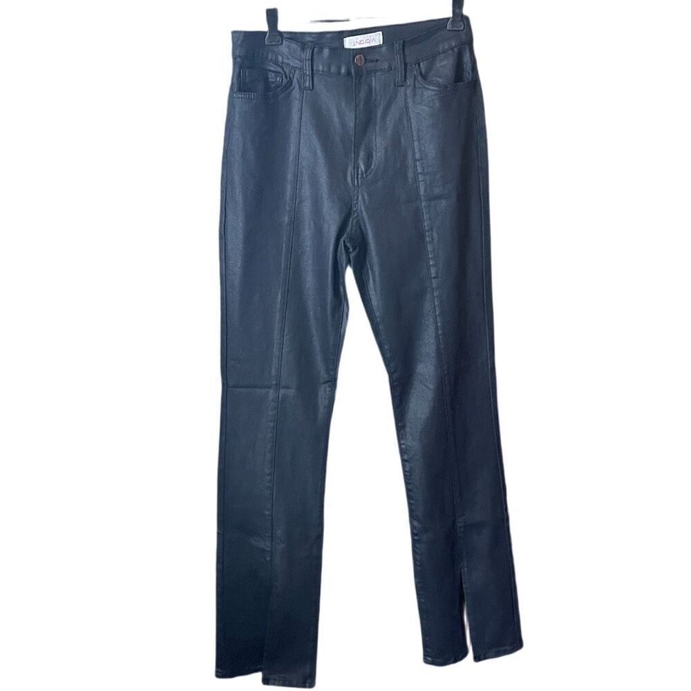 Vibrant Miu size 11(waist 29) boot cut front slit on hem black cotton blend pant